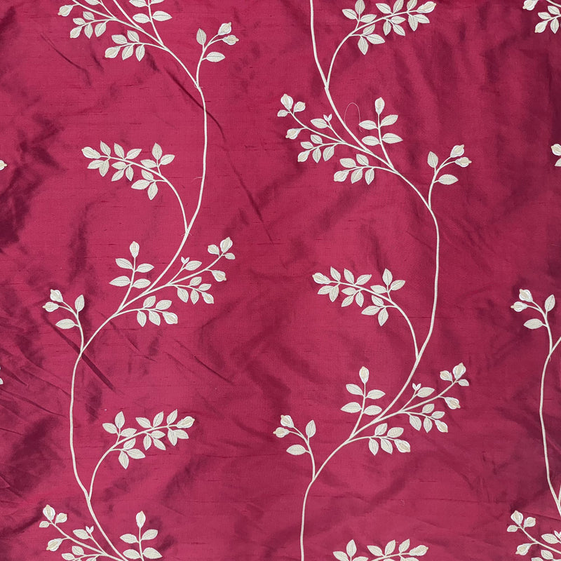 Dessler Silk Fabric - Floral Embroidered Stripe, 54" Width (1 Yard)