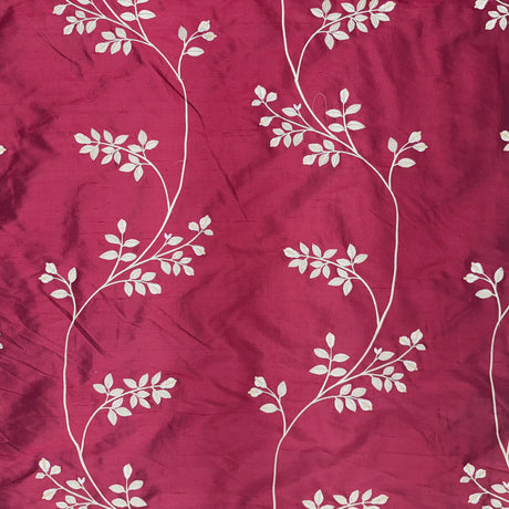 Dessler Silk Fabric - Floral Embroidered Stripe, 54" Width (1 Yard)