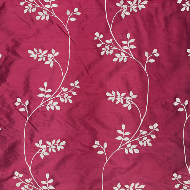 Dessler Silk Fabric - Floral Embroidered Stripe, 54" Width (1 Yard)