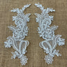 1 Pair Beaded & Corded Floral Lace Applique 9" x 2.5" Each Side