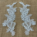 Beaded Corded Floral Lace Applique Pair