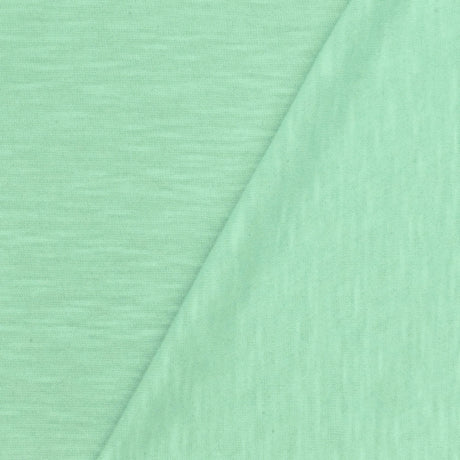 1 Yard Mint Green Slub Stretch Jersey Knit Fabric 58 Inches Width