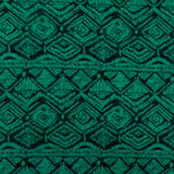 1 Yard Fantasy Green Black Aztec Jacquard Stretch Polyester Double Knit Fabric 68 Inches Width