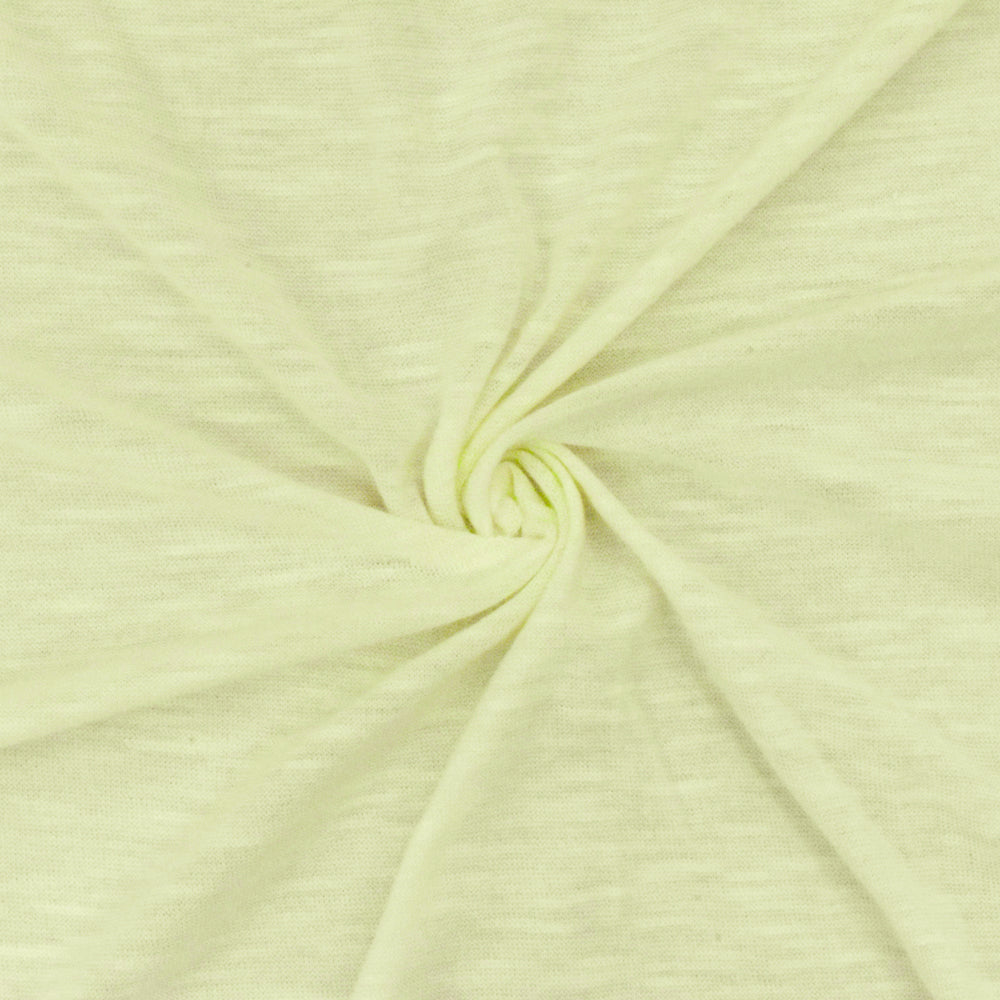 1 Yard Faint Lime Yellow Slub Stretch Jersey Knit Fabric Soft Lightweight 54 Inches Width