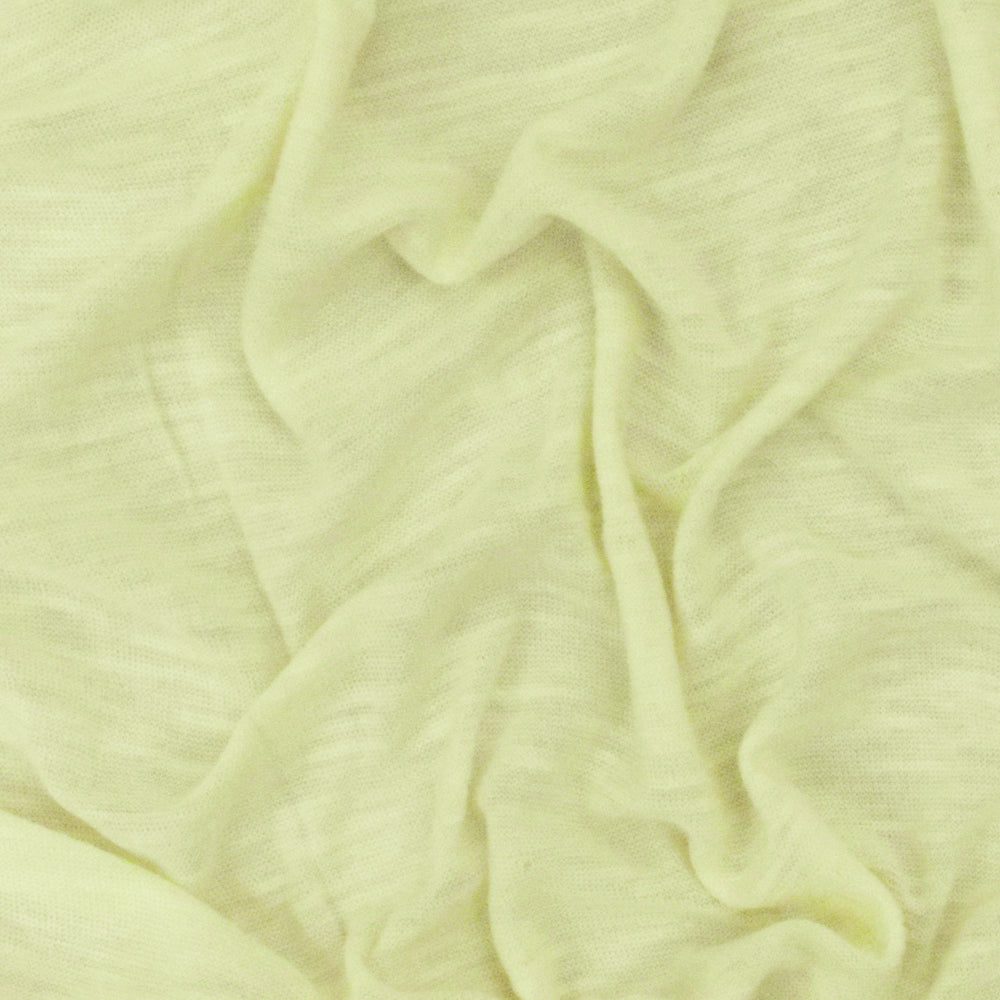 1 Yard Faint Lime Yellow Slub Stretch Jersey Knit Fabric Soft Lightweight 54 Inches Width