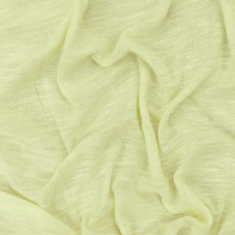 1 Yard Faint Lime Yellow Slub Stretch Jersey Knit Fabric Soft Lightweight 54 Inches Width