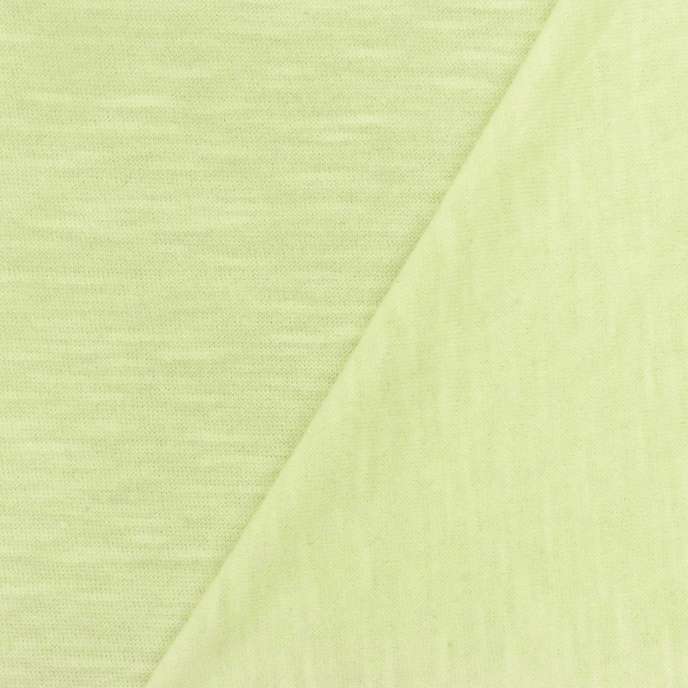 1 Yard Faint Lime Yellow Slub Stretch Jersey Knit Fabric Soft Lightweight 54 Inches Width