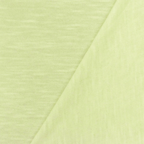 1 Yard Faint Lime Yellow Slub Stretch Jersey Knit Fabric Soft Lightweight 54 Inches Width