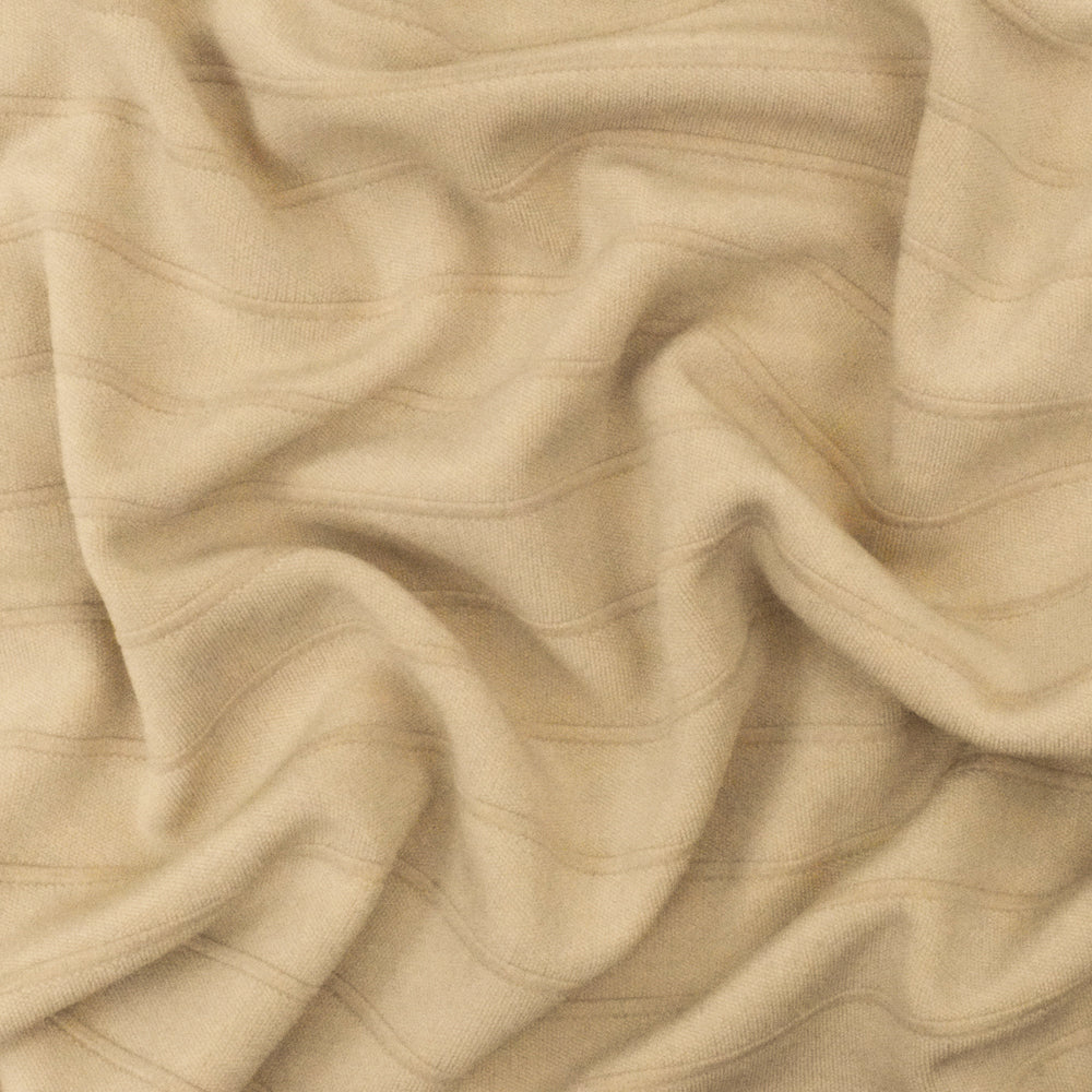 1 Yard Cream Beige Stripe Stretch Interlock Knit Fabric 60 Inches Width