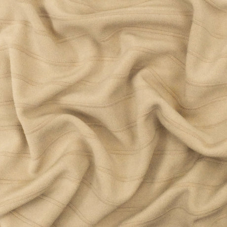 1 Yard Cream Beige Stripe Stretch Interlock Knit Fabric 60 Inches Width