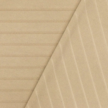 1 Yard Cream Beige Stripe Stretch Interlock Knit Fabric 60 Inches Width
