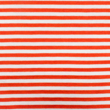 1 Yard Orange & White Stripe Polyester Cotton Spandex Double Knit Fabric, 63 Inches Wide