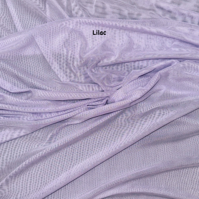 Power Mesh Lilac Nylon Spandex Fabric - Lilac Sheer Mesh, 60" Width (1 Yard)