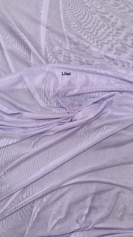 Power Mesh Lilac Nylon Spandex Fabric - Lilac Sheer Mesh, 60" Width (1 Yard)