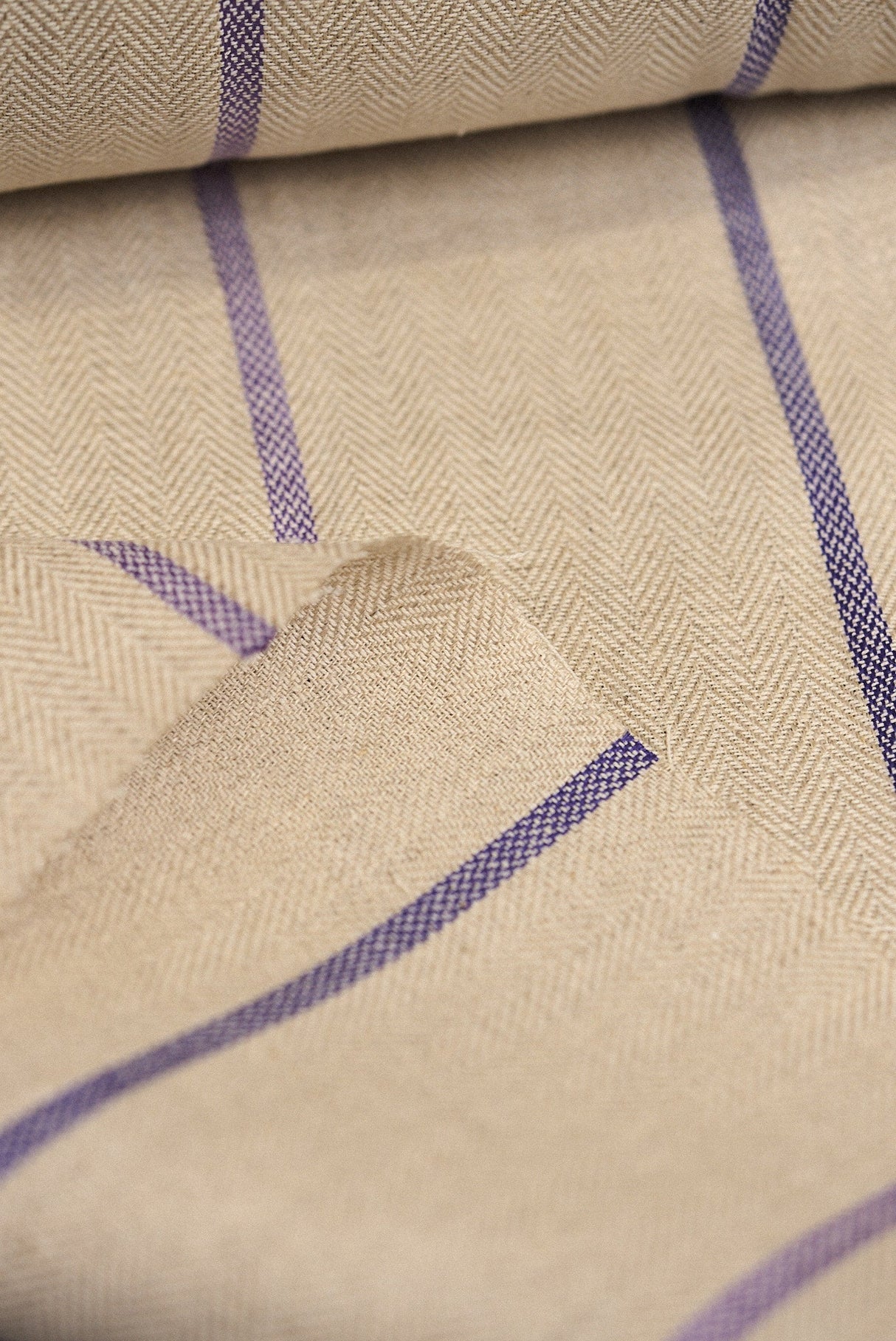 1 Yard Linen Novelty Herringbone Yarn Dyed Stripe Fabric Softened Color 54" Width