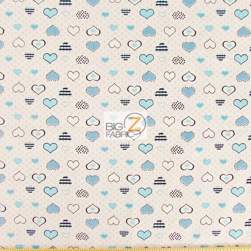 Love Dotted Turquoise Hearts Poly Cotton Fabric