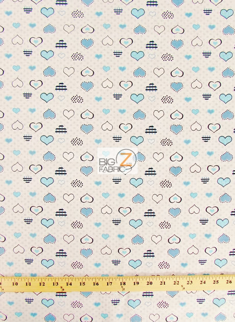 Love Dotted Turquoise Hearts Poly Cotton Fabric