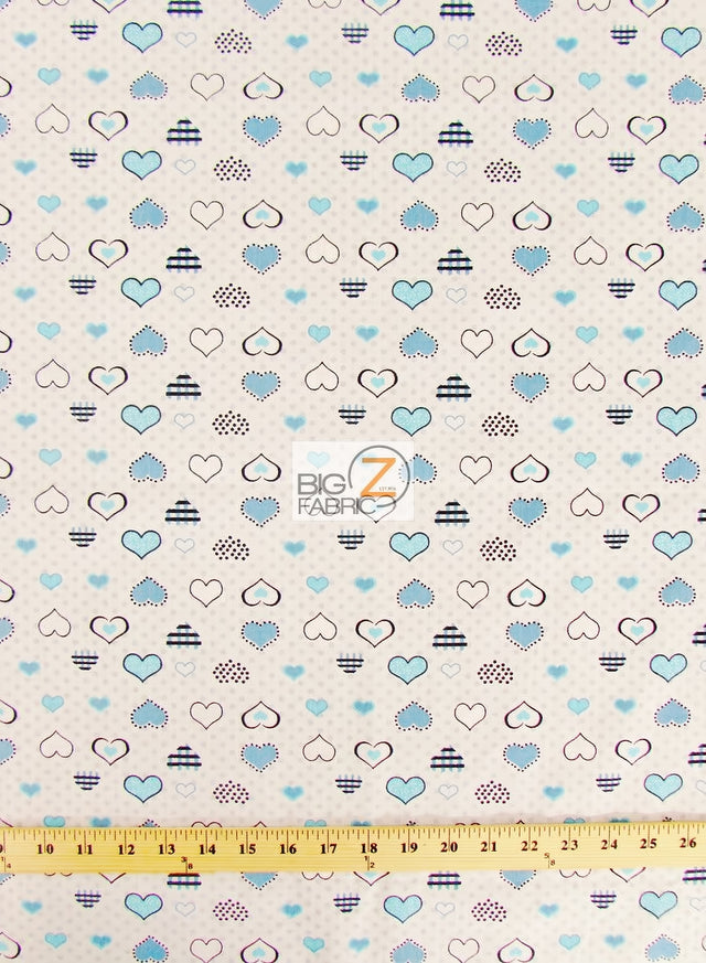Love Dotted Turquoise Hearts Poly Cotton Fabric