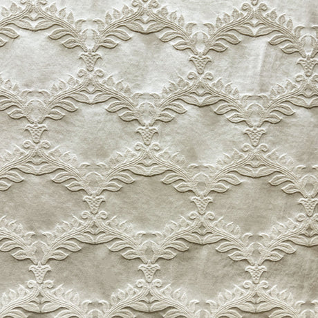 Diamond Embossed Floral Cotton Blend Fabric - Natural Washed, White, 60" Width (1 Yard)