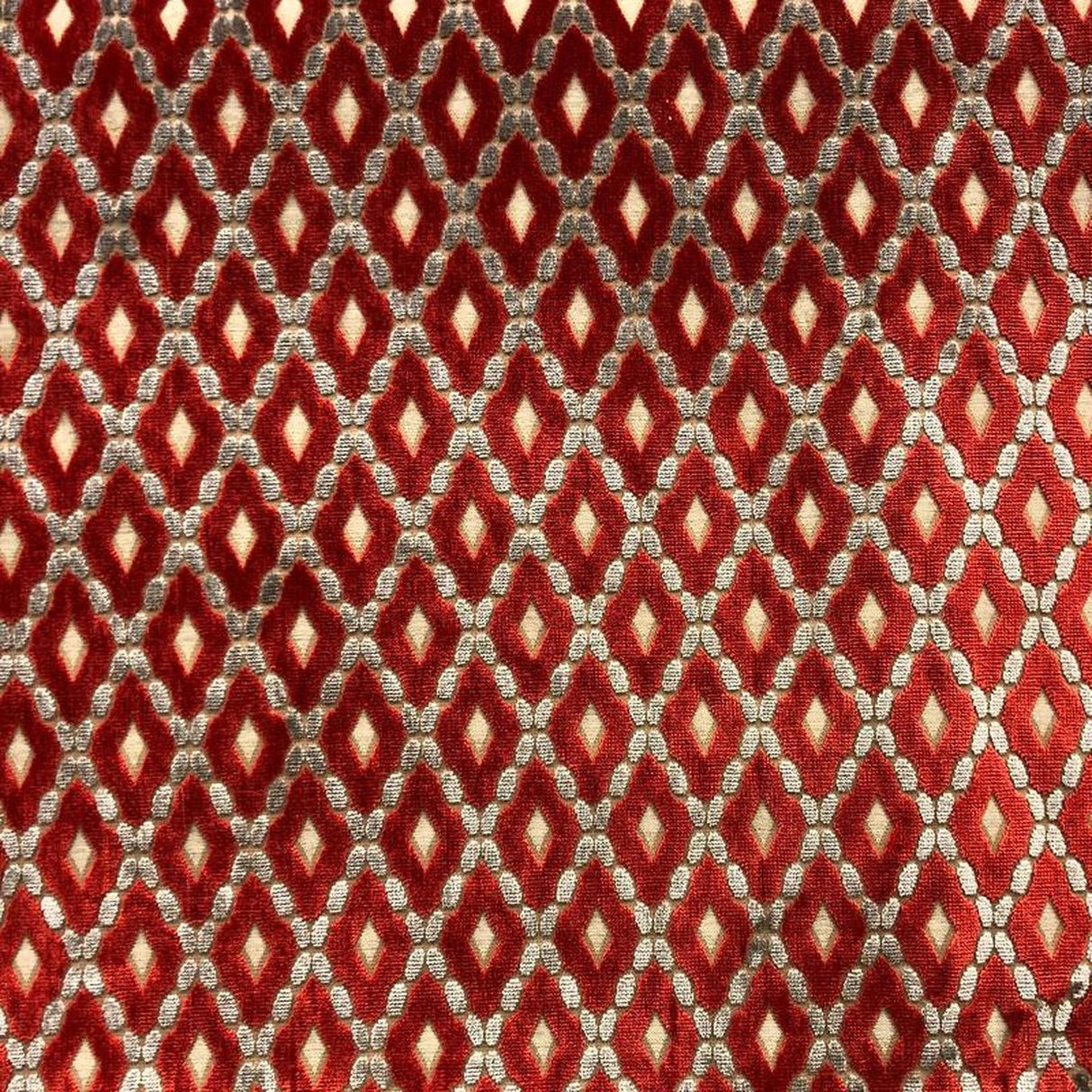 Diego Fabric Cut Velvet Fabric - Diamond Shaped Geometric Pattern, 55" Width (1 Yard)
