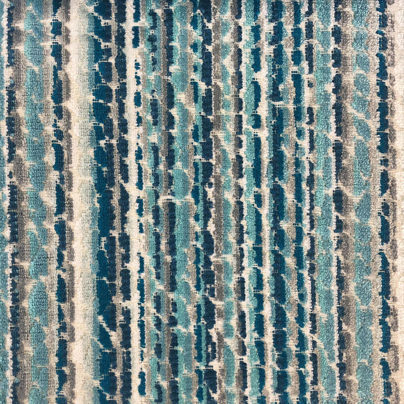 Dion Fabric Cut Velvet Fabric - Multi-Colored Striped, 55" Width (1 Yard)