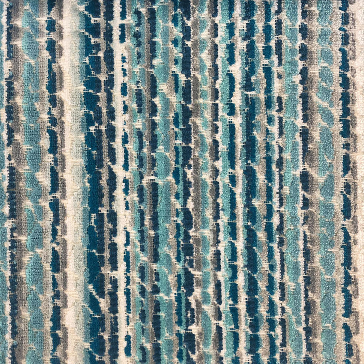 Dion Fabric Cut Velvet Fabric - Multi-Colored Striped, 55" Width (1 Yard)