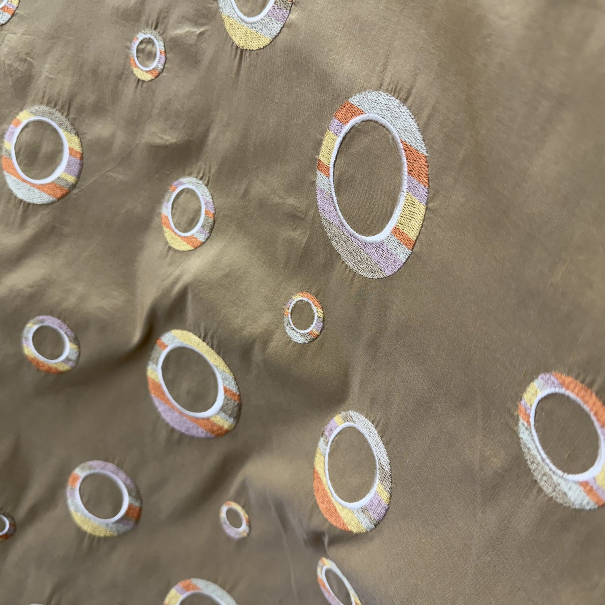 Disco Silk Fabric - Multicolored Circle Pattern, 54" Width (1 Yard)