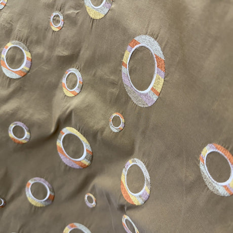 Disco Silk Fabric - Multicolored Circle Pattern, 54" Width (1 Yard)