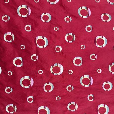 Disco Silk Fabric - Multicolored Circle Pattern, 54" Width (1 Yard)