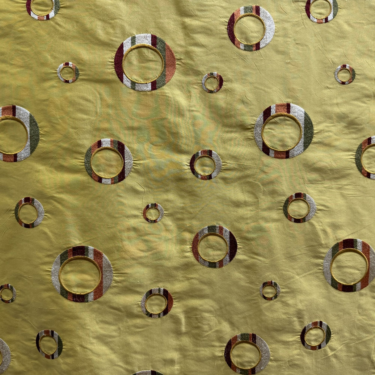 Disco Silk Fabric - Multicolored Circle Pattern, 54" Width (1 Yard)