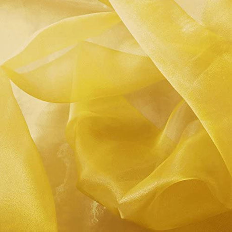 Dk Yellow Sparkle Crystal Sheer Organza Fabric - Shiny, 60" Wide