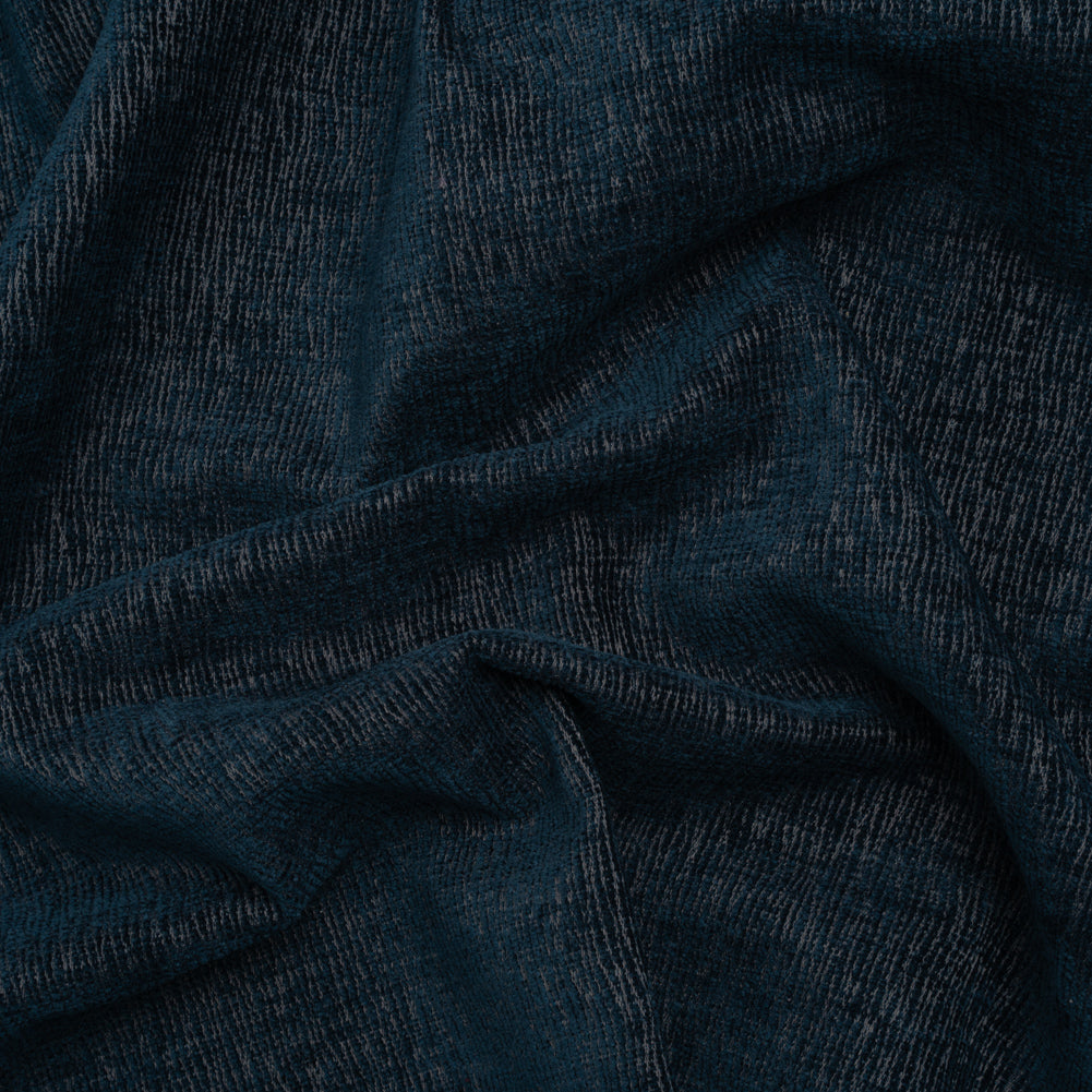 Chenille Upholstery Woven with Latex Backing - Indigo - Lovell Collection