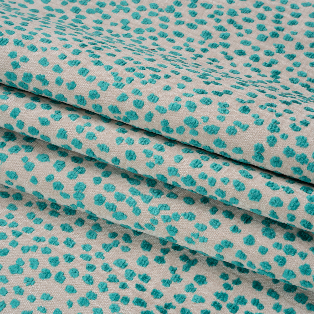 Upholstery Chenille - Aqua Spotted - Piperhill Collection