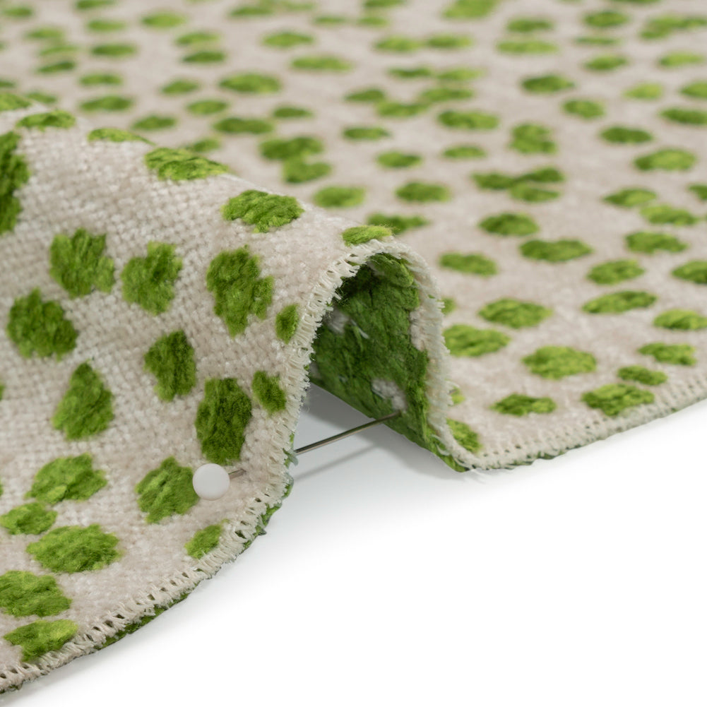 Upholstery Chenille - Grasshopper Spotted - Piperhill Collection