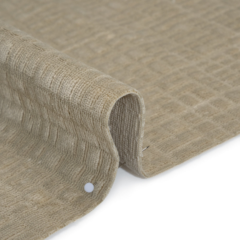 Polyester Upholstery Chenille - Fog Grid Texture - Carolina Collection