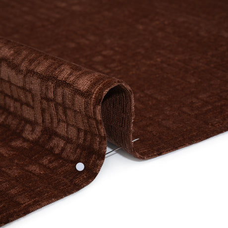 Polyester Upholstery Chenille - Mahogany Grid Texture - Carolina Collection