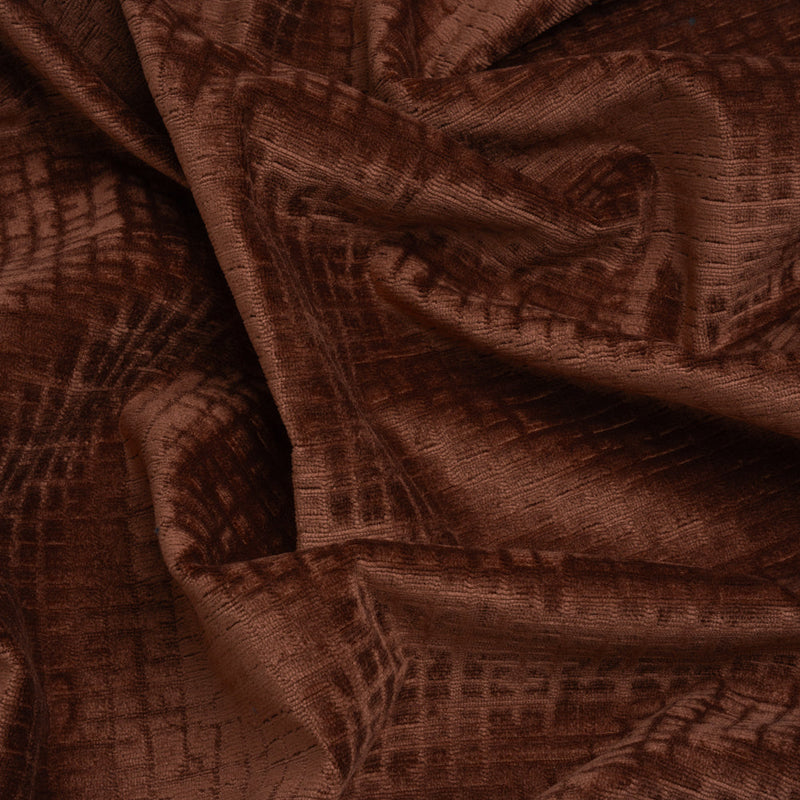 Polyester Upholstery Chenille - Mahogany Grid Texture - Carolina Collection