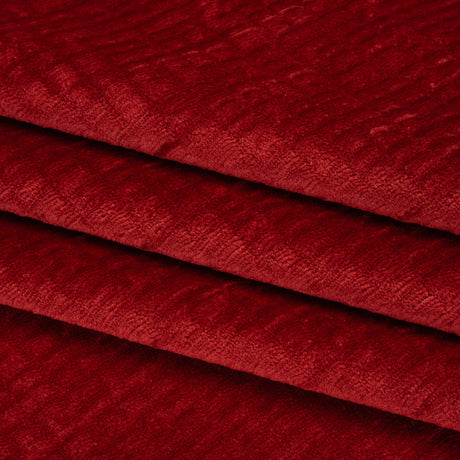 Polyester Upholstery Chenille - Scarlet Grid Texture - Carolina Collection