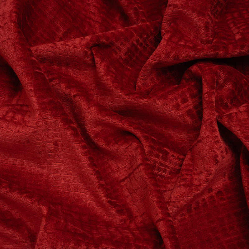 Polyester Upholstery Chenille - Scarlet Grid Texture - Carolina Collection