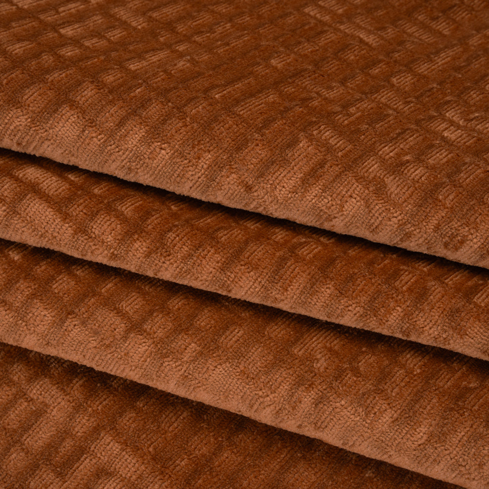 Polyester Upholstery Chenille - Spice Grid Texture - Carolina Collection