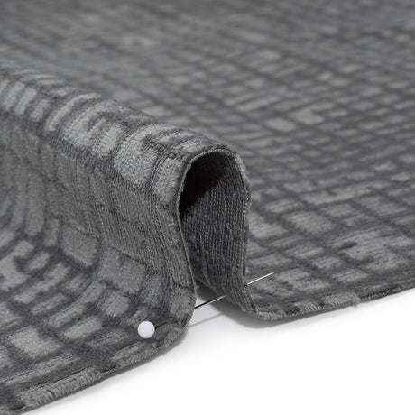 Polyester Upholstery Chenille - Steel Grid Texture - Carolina Collection