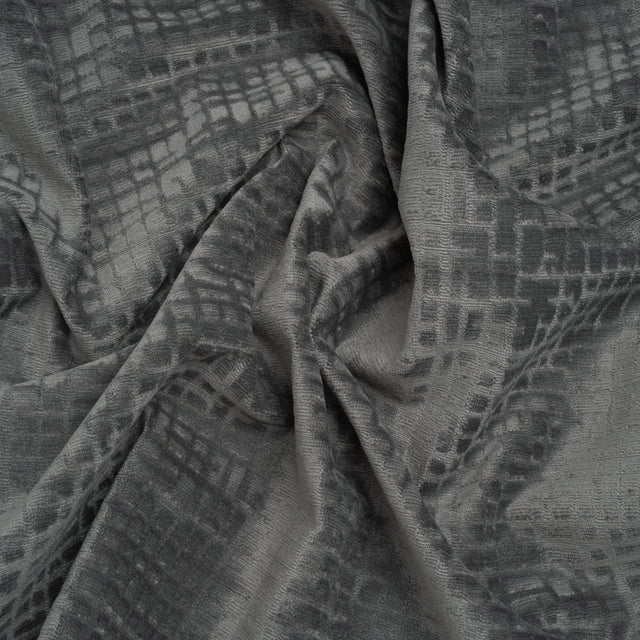 Polyester Upholstery Chenille - Steel Grid Texture - Carolina Collection