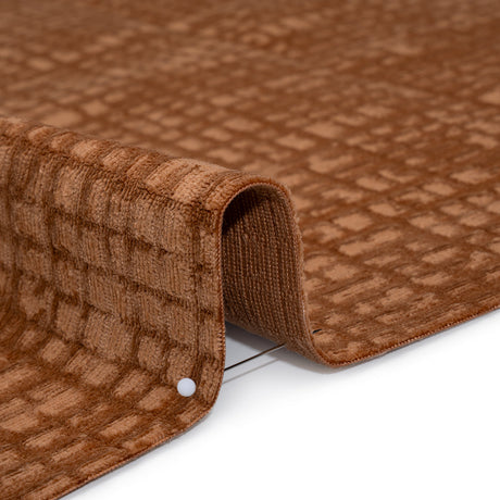 Polyester Upholstery Chenille - Terracotta Grid Texture - Carolina Collection