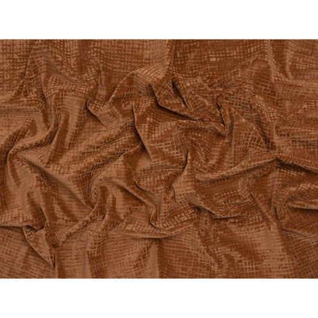 Polyester Upholstery Chenille - Terracotta Grid Texture - Carolina Collection