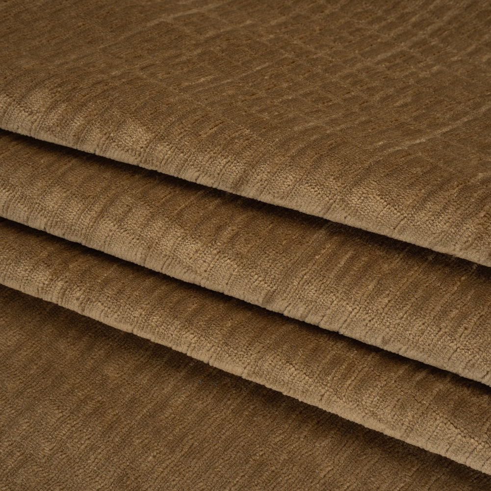 Polyester Upholstery Chenille - Toffee Grid Texture - Carolina Collection