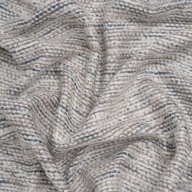 Recycled Olefin and Acrylic Upholstery Boucle and Chenille Tweed - Dusk Stripes - Virginia Collection