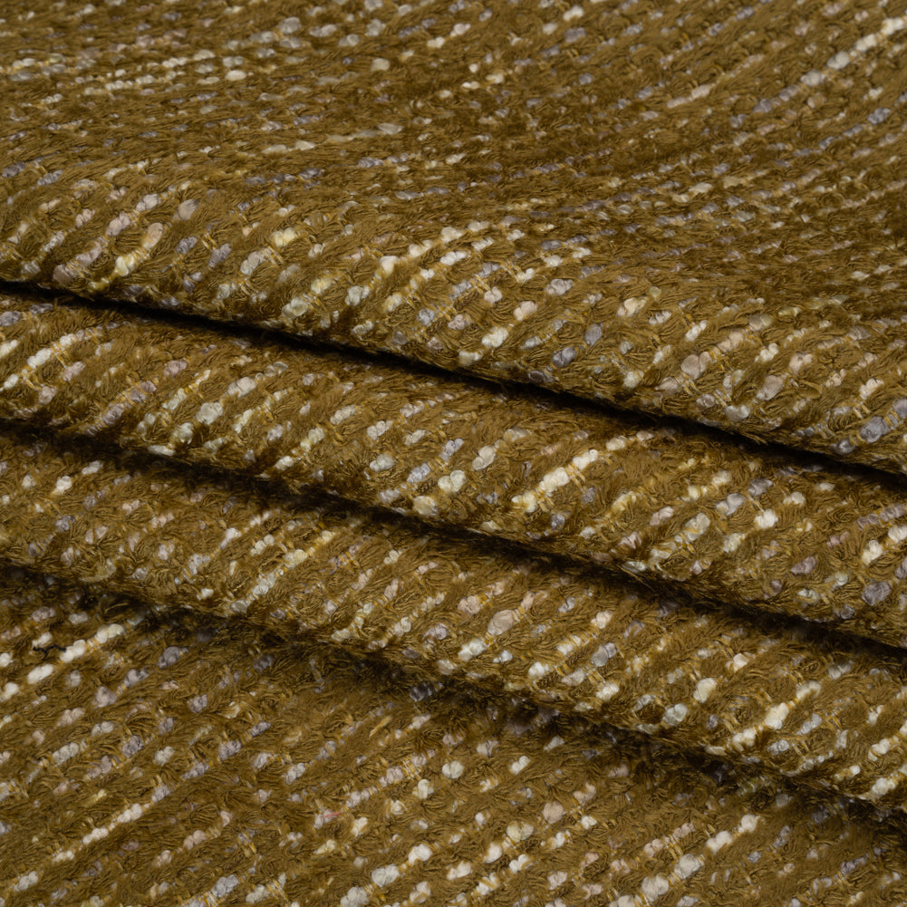 Recycled Olefin and Acrylic Upholstery Boucle and Chenille Tweed - Moss Stripes - Virginia Collection