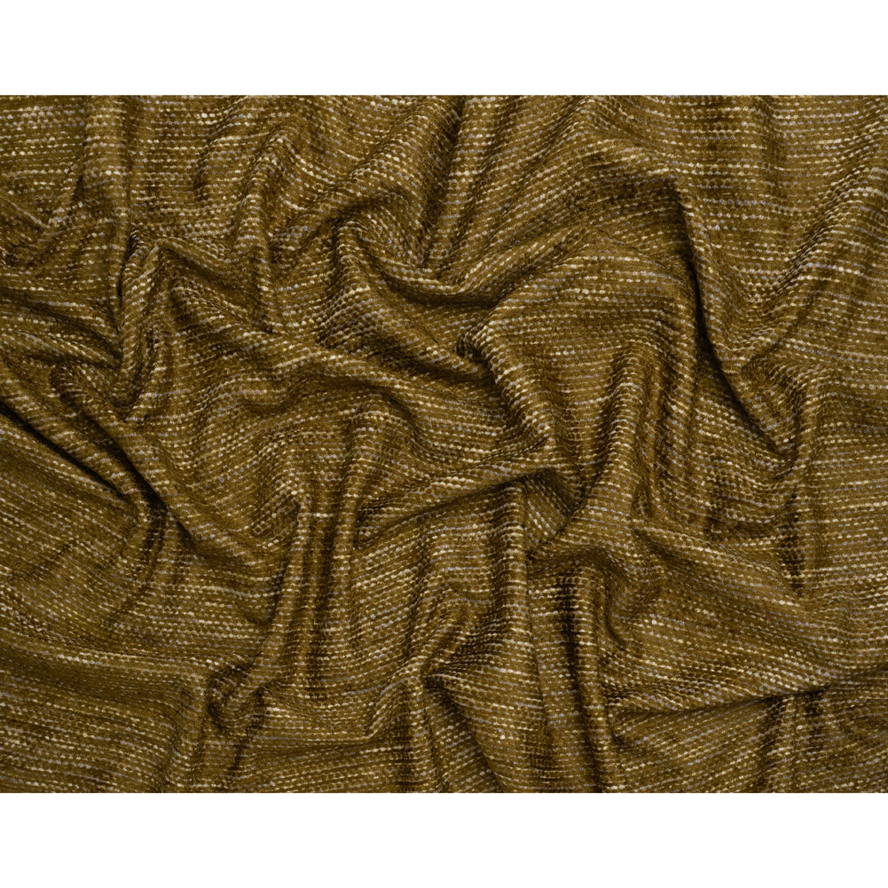 Recycled Olefin and Acrylic Upholstery Boucle and Chenille Tweed - Moss Stripes - Virginia Collection