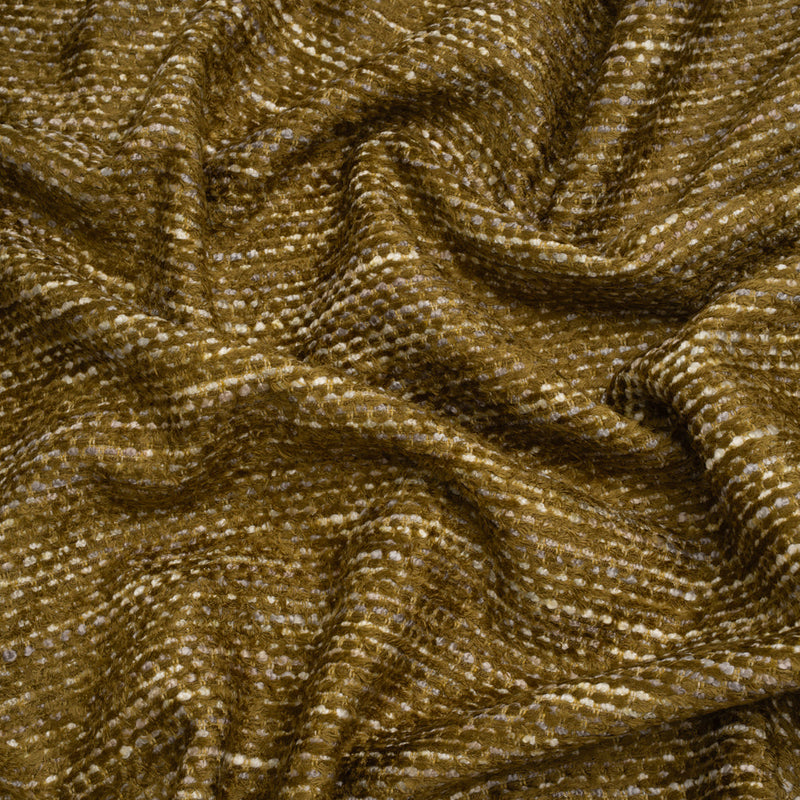 Recycled Olefin and Acrylic Upholstery Boucle and Chenille Tweed - Moss Stripes - Virginia Collection
