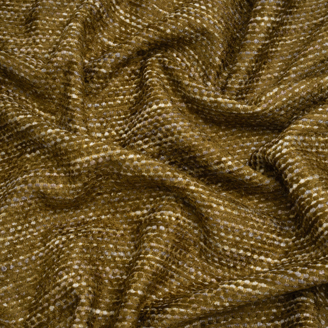 Recycled Olefin and Acrylic Upholstery Boucle and Chenille Tweed - Moss Stripes - Virginia Collection